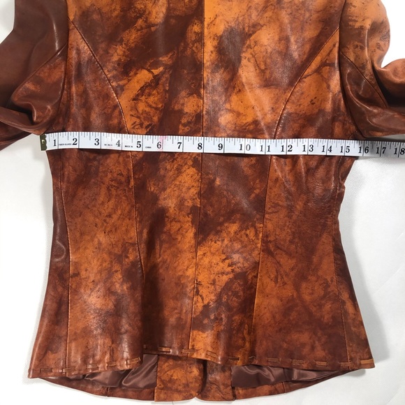 Prodi Marbled Tan Leather Button Stitch Jacket - Picture 5 of 8